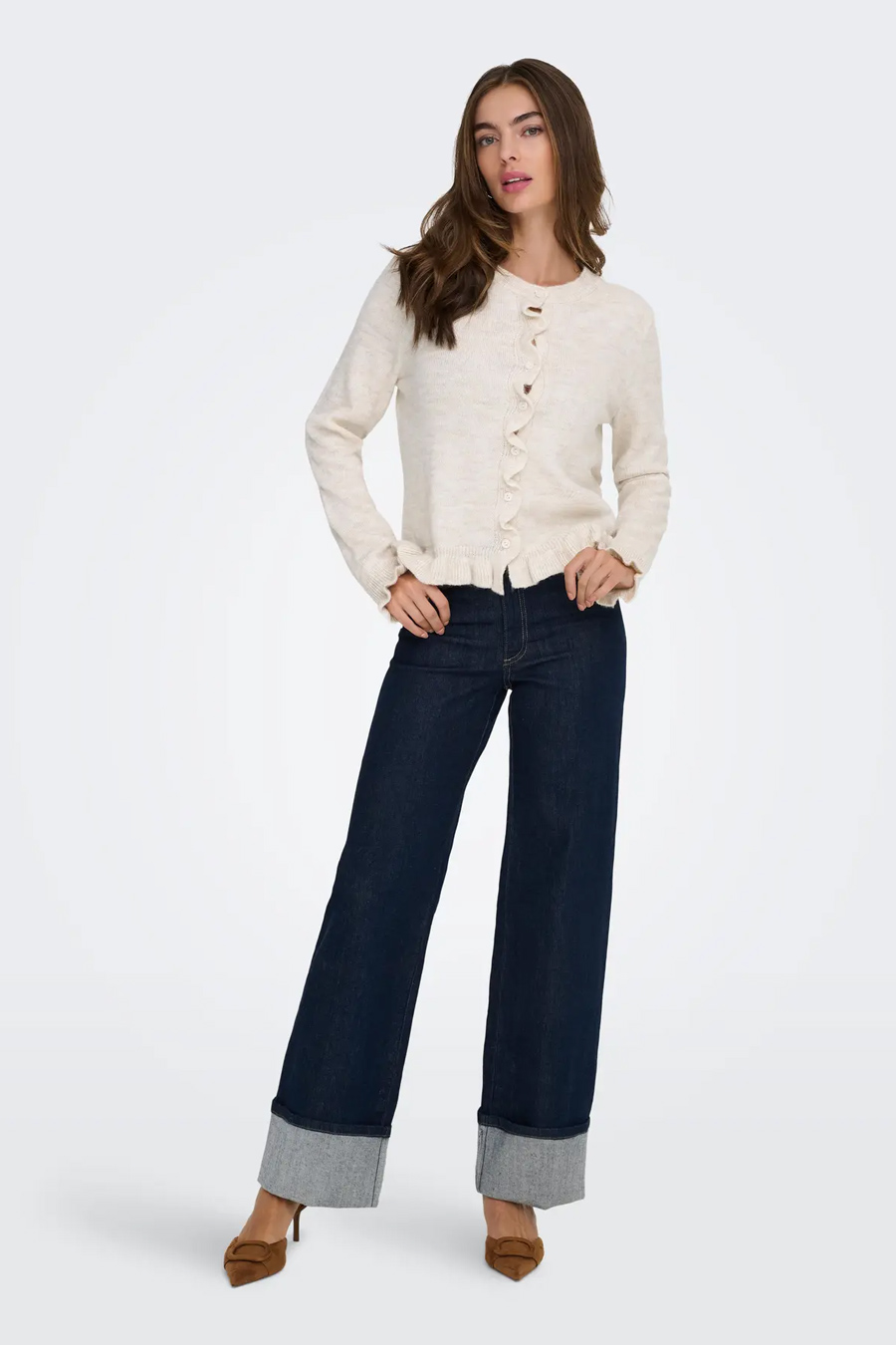 Cardigan JACQUELINE DE YONG 15363485-Birch-MELANGE