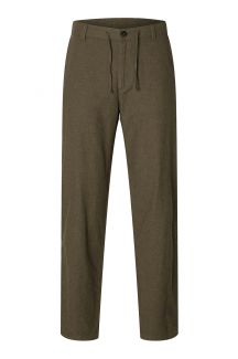 Linen trousers SELECTED 16087636-Forest-Night
